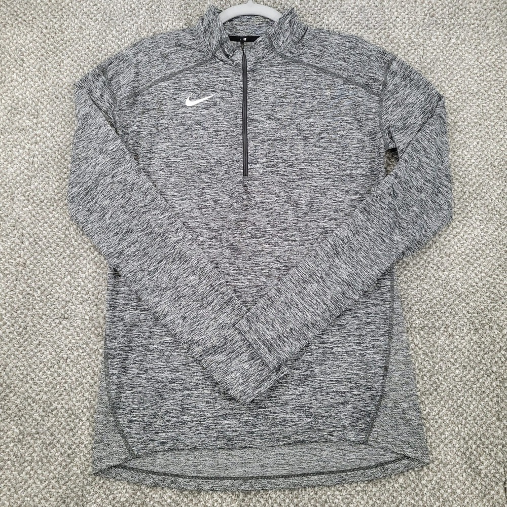 Nike Dri-FIT Mens Small Grey Space Dye Quarter Zip Pullover Training Top 896691
